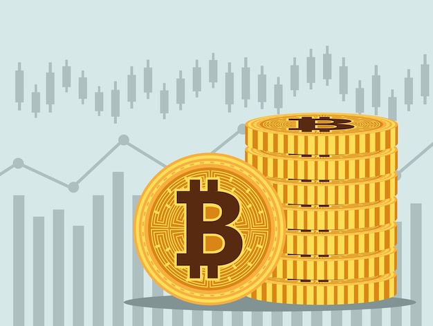 더미 bitcoins 사이버 머니 기술 아이콘 벡터 일러스트 디자인