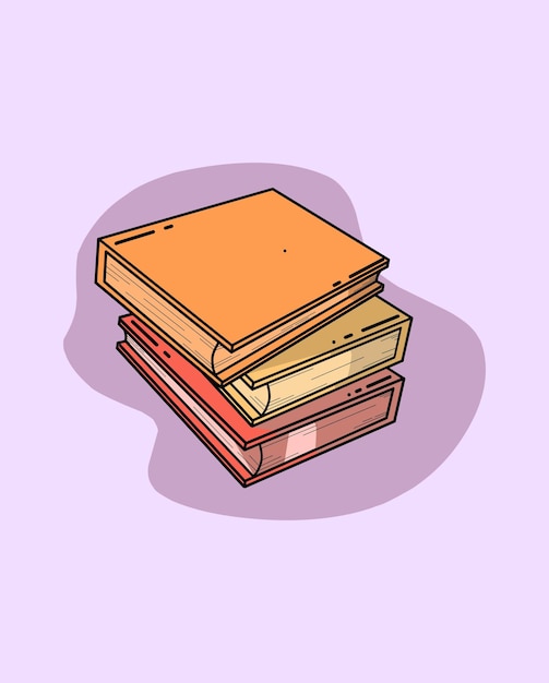 Vector pile of books in a flat style isolated vector illustration