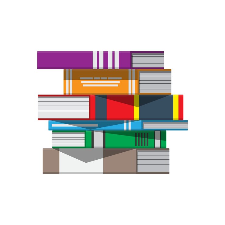 Vector pile of books. reading education, e-book, literature, encyclopedia.