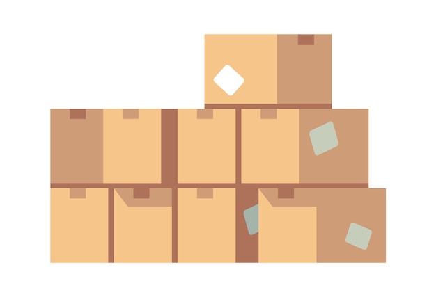 Vector pile of cardboard boxes. stacked sealed various brown packing of goods vector concept