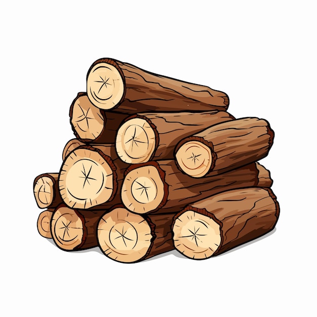 ベクトル パイル・ファイアウッド・フラット・ベクトル・イラストレーション (pile firewood hand drawing isolated vector illustration)