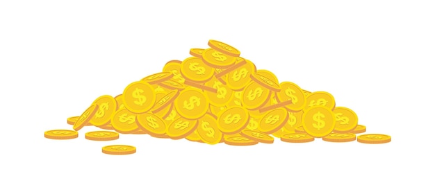 Vector pile of gold coins coin dollar flat isolated vector