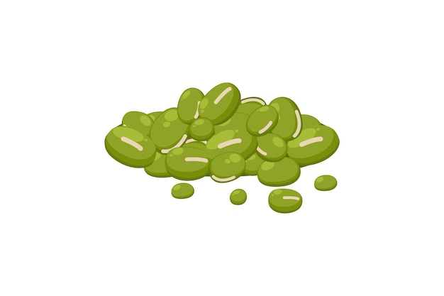 Vector pile of green peas isolated on white background flat style vector design