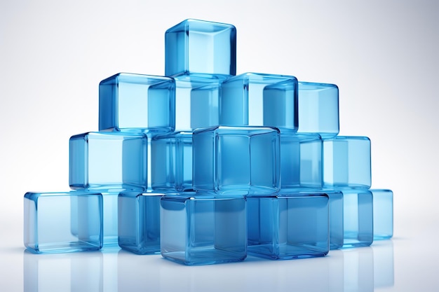 A pile of many little glass cubes beautifully reflecting each other