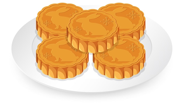 Pile of mooncakes on white plate