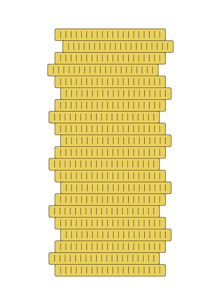 金貨の山 平らな線 色隔離されたベクトルオブジェクト お金の節約 白い背景の編集可能なクリップアート画像 ウェブデザインのためのシンプルな輪郭漫画のスポットイラスト