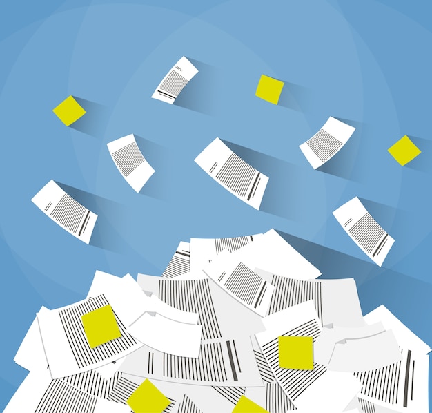 Vector pile of office papers