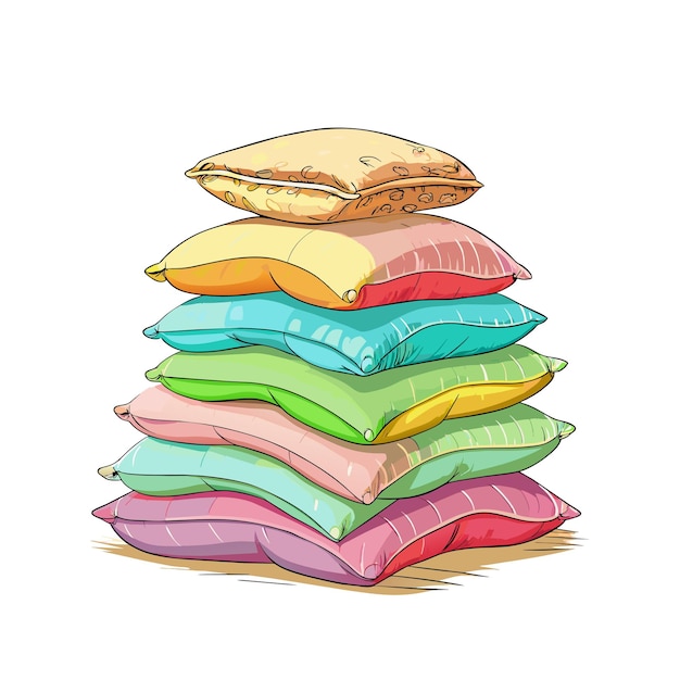 Pile of pillows isolated on a white background