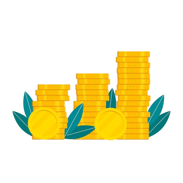 A pile or stack of coins. Vector illustration
