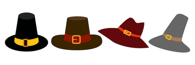 Vector pilgrim hat icon flat style thanksgiving headdress isolated on white background vector illustration