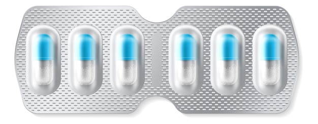 ベクトル 白い背景に分離された錠剤ブリスター現実的なパッケージ医療薬カプセル