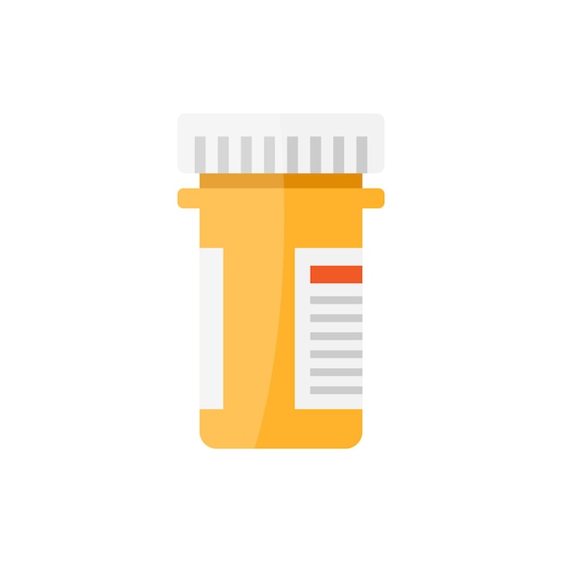 Иконка бутылки с таблетками в плоском стиле Медицинские капсулы векторная иллюстрация на белом изолированном фоне Бизнес-концепция знака аптеки