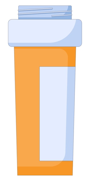 Иконка бутылка таблетки в плоском стиле медицины пластиковый оранжевый контейнер для таблеток