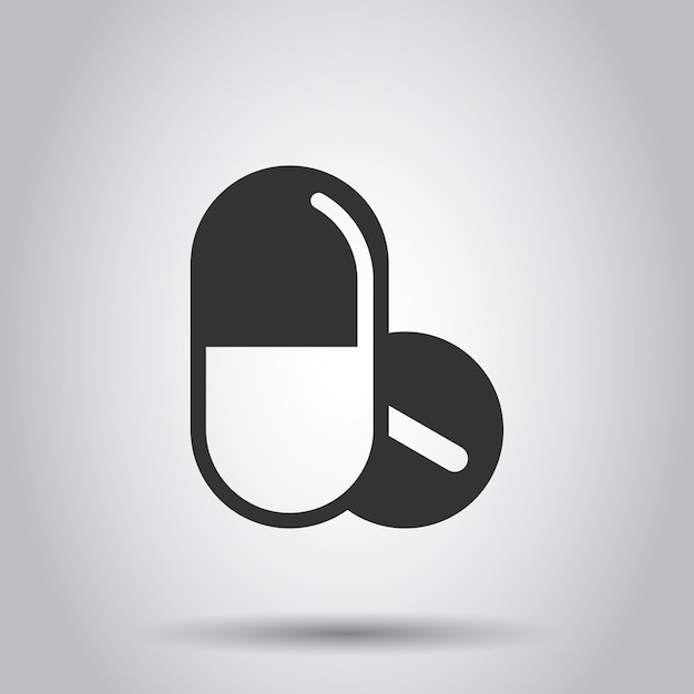 Vector pill capsule icon in flat style drugs vector illustration on white isolated background pharmacy business concept