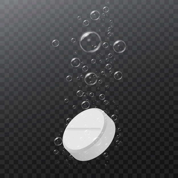 Pill dissolving in the water - illustration isolated on transparent background