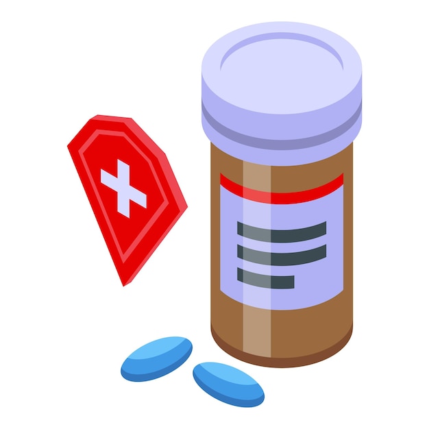 Vettore isometrico dell'icona della regolamentazione della pillola commercio di prodotti cliente legale