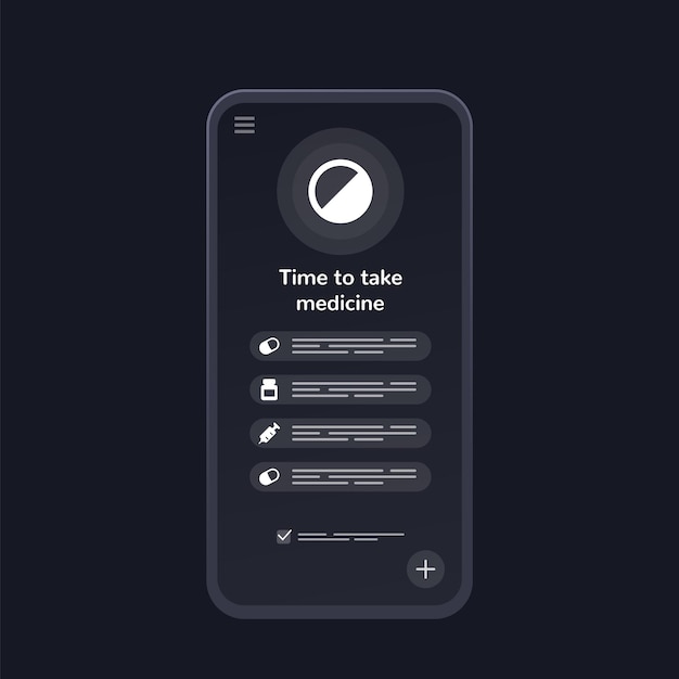 Vector pill reminder app mobile ui design