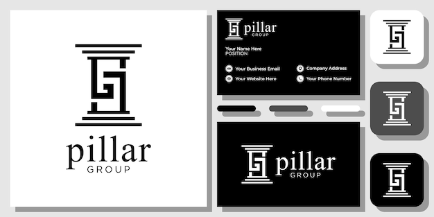 Pillar design initials combination capital letters monogram word mark with business card template