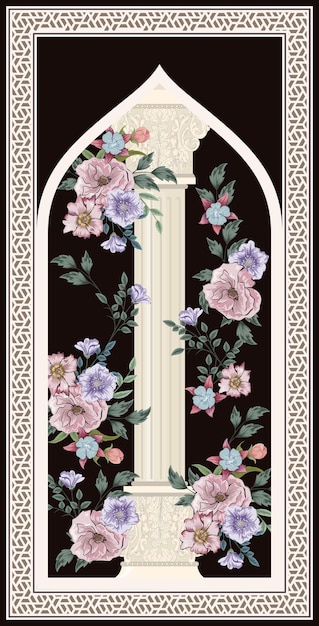 Pillar floral pattern prayer rug sj050