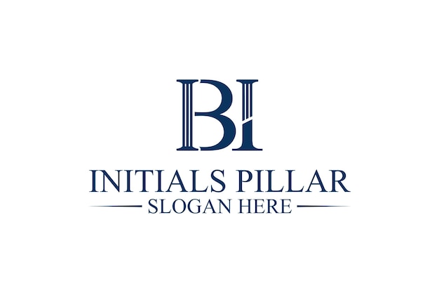 Pillar logo law firm initial letter bi premium vector