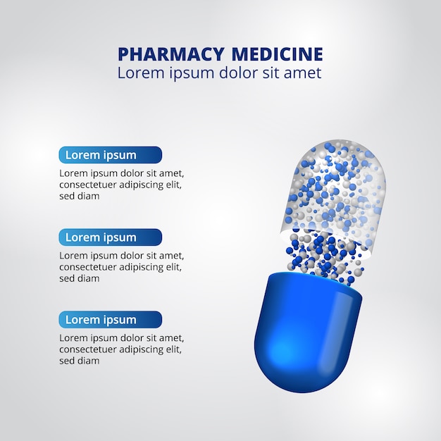 Pillen apotheek illustratie gegevens infographic sjabloon