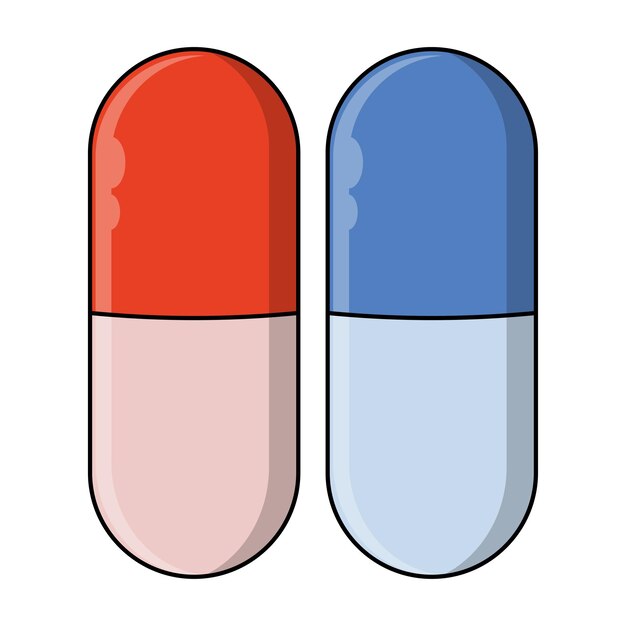 Vector pillen in vlakke stijl geïsoleerd op een witte achtergrond vectorillustratie
