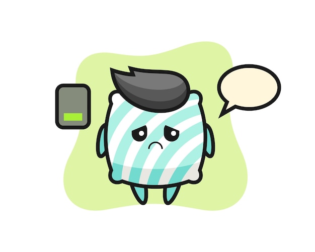 Pillow mascot character doing a tired gesture , cute style design for t shirt, sticker, logo element
