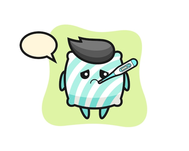 Pillow mascot character with fever condition , cute style design for t shirt, sticker, logo element