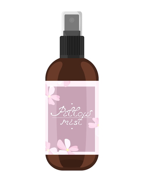 Pillow mist for home fragrance aromatherapy icon product cosmetic brown glass vector texture