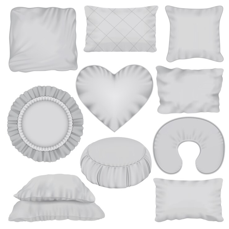 Vector pillow mockup set. realistic illustration of 10 pillow mockups for web