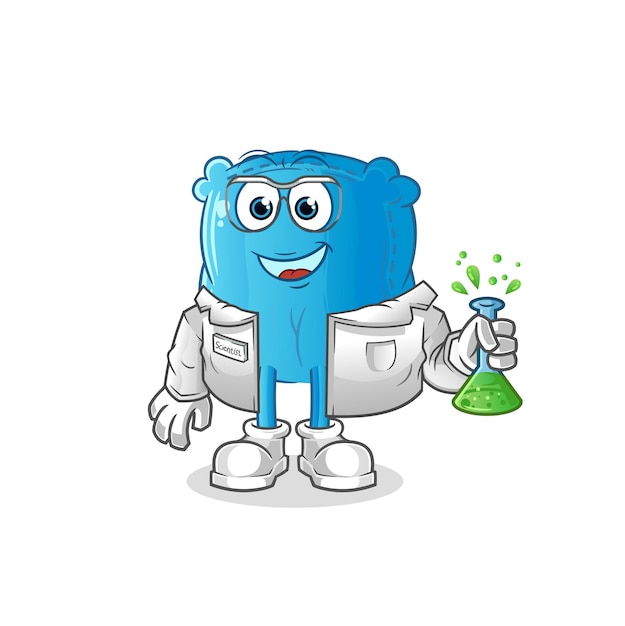 Pillow scientist character. cartoon mascot vector