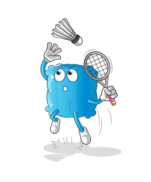 Pillow smash at badminton cartoon cartoon mascot vector