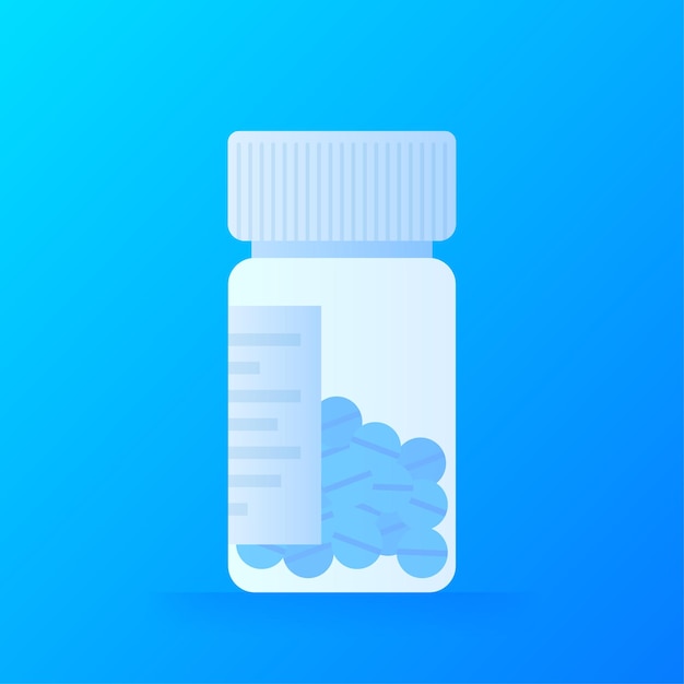 Pills bottle hand in flat style on transparent background hand drawn style