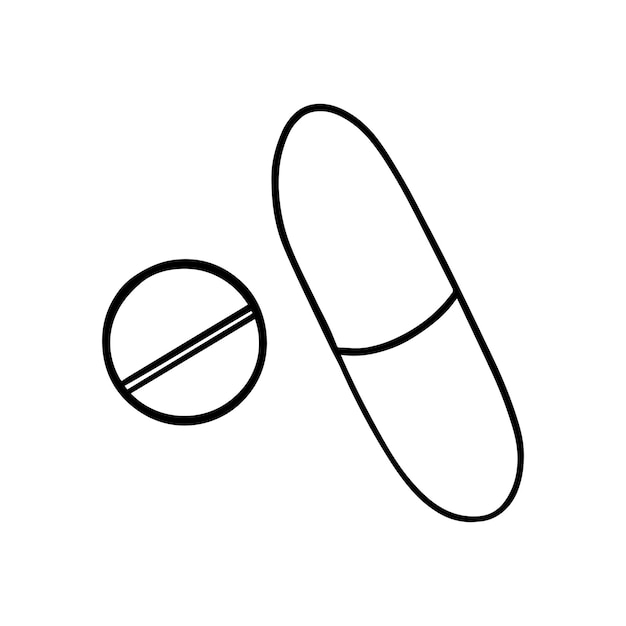 Pills capsule medical drug for treatment doodle linear cartoon coloring