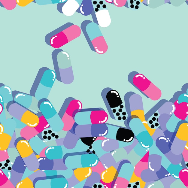 Pills and capsules seamless pattern