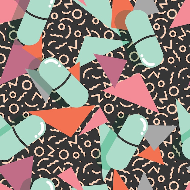Vector pills and capsules seamless pattern