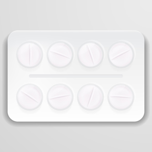 Таблетки в упаковке таблетки медицинские препараты медицина витамины таблетки в блистерной упаковке, изолированные на фоне векторной иллюстрации
