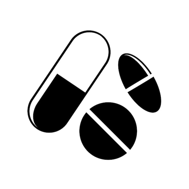 Pills and tablets icon for the treatment of illness and pain. Pharmacy and drugs symbols. Icons of pill. Medical vector illustration.