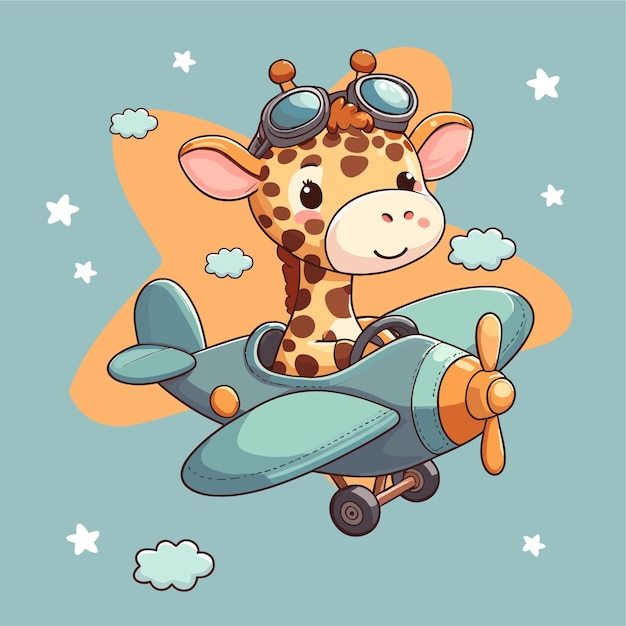 Vector pilot giraffe soars gracefully vector