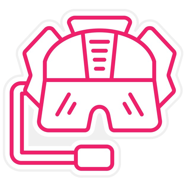 Vector pilot helmet icon style