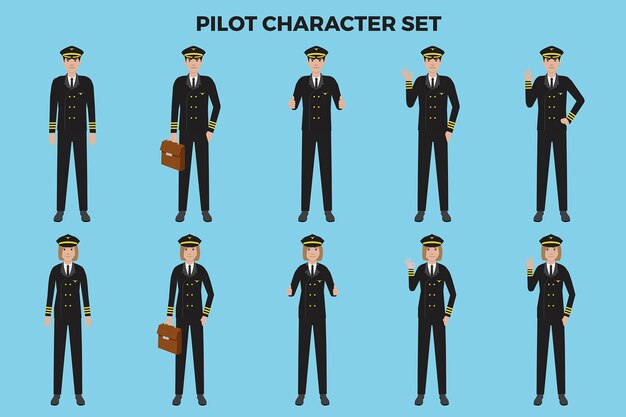 Pilot illustratie set