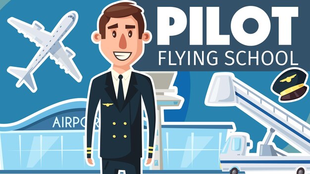 Pilot professionele vliegende school vector poster