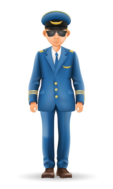 pilot uniform suit work clothes vector illustration