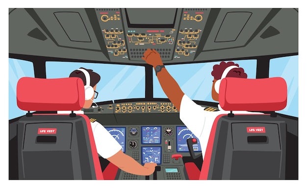 Pilots in Cockpit  Airplane illustration, Cockpit, Pilot