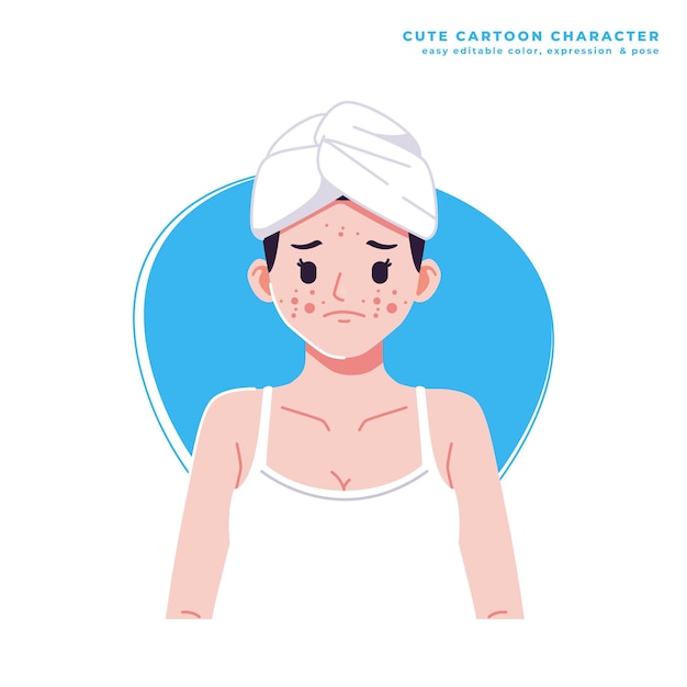 pimple problem cute cartoon character