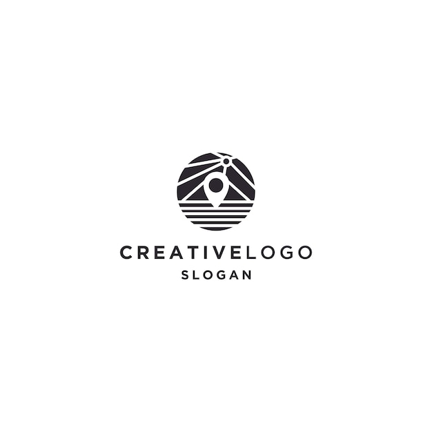 Шаблон дизайна логотипа булавки на пляже
