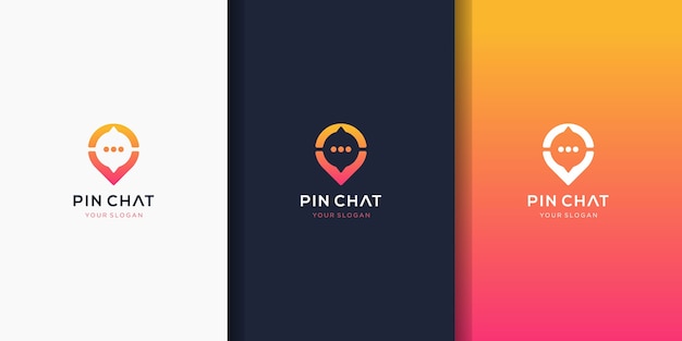 Pin chat, locatie chat logo sjabloon