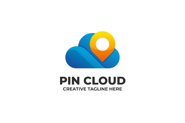 Pin Cloud Navigation Location Map Gradient Logo