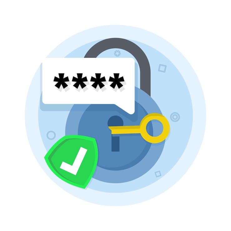 Vector pin code password protection concept concept of personal data protection cyber security antivirus