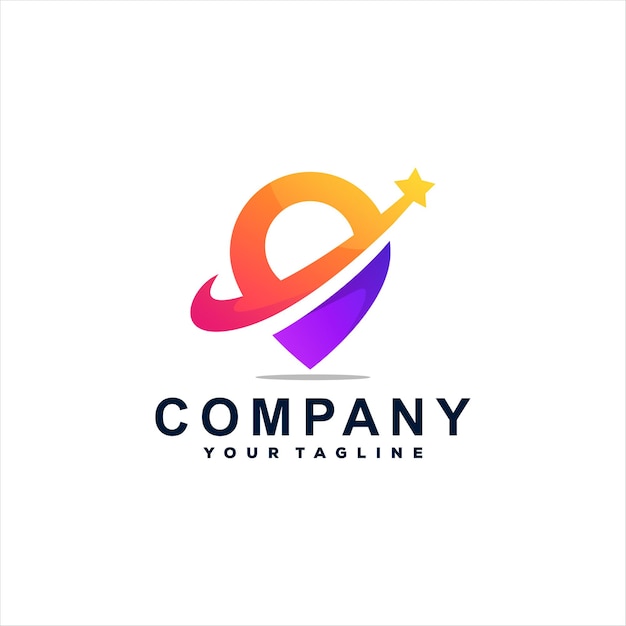 Vector pin color gradient logo design